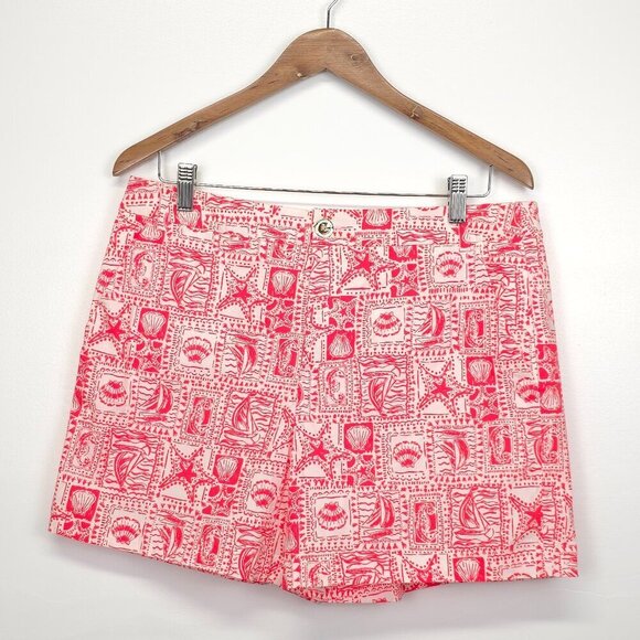 Lilly Pulitzer 5" Gretchen High-Rise Short in Mizner Red Seaside Harbour Size 12 - Picture 4 of 14